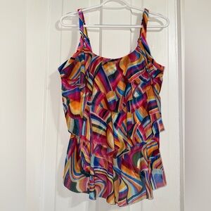 Plus size Womens Del Raya‎ size 16 swim top tankini top colorful
